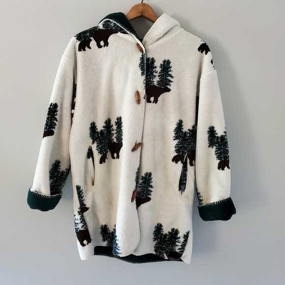 Country Woods Jackets & Blazers - Country Woods Fleece Bear Print Parka